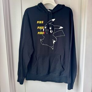 Licensed Pokemon Pikachu Unisex Black Hoodie Sweatshirt Anime Pika Pocket Large
